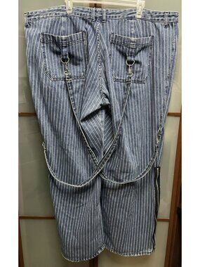 TRIPP NYC Vintage Y2K 90s Wide Zip Leg Blue Denim Striped Jeans Womens Plus 26W